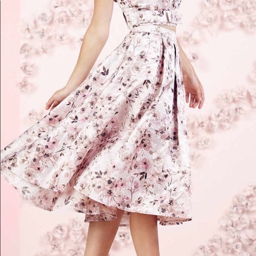 LC LAUREN CONRAD Floral Jacquard Midi Skirt